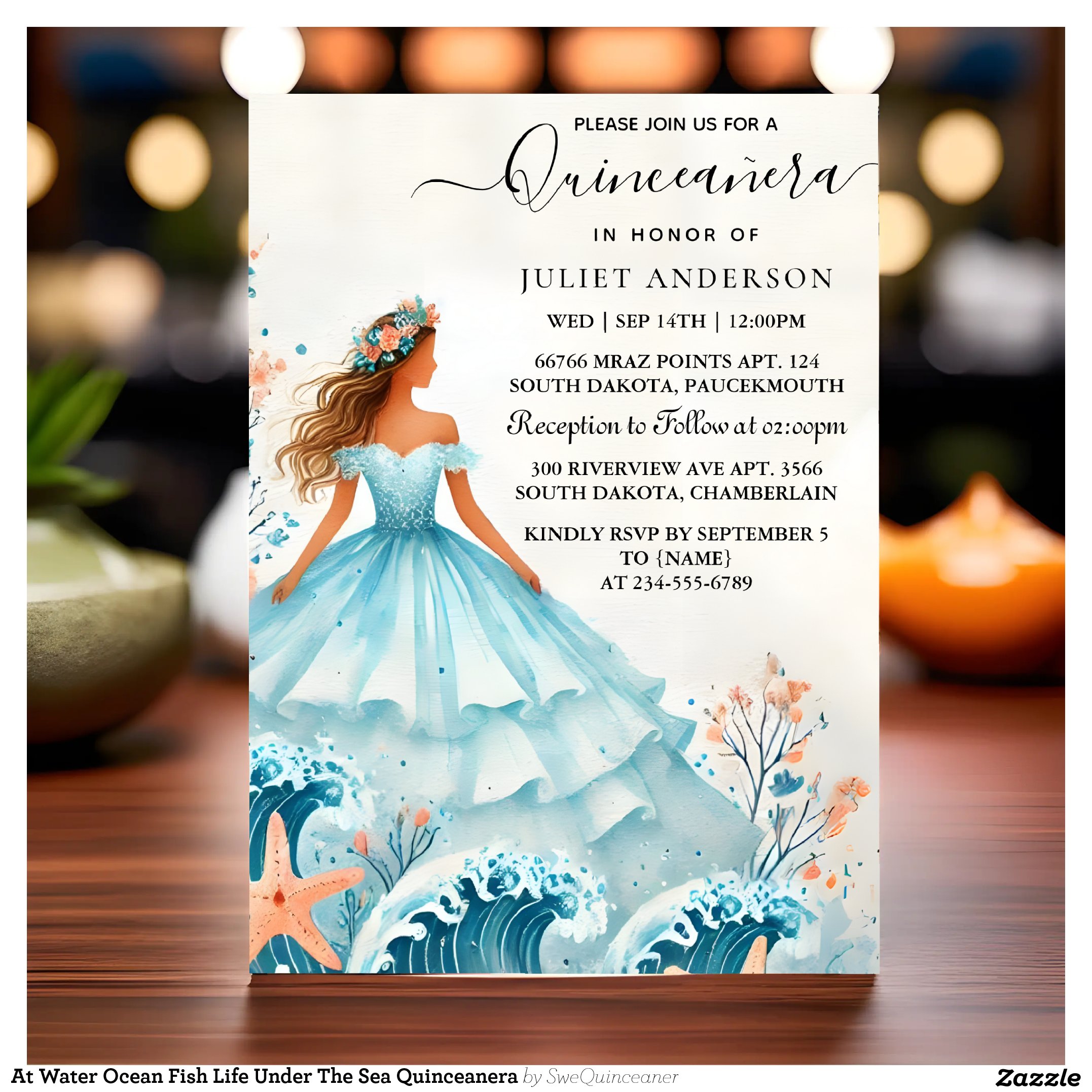 At Water Ocean Fish Life Under The Sea Quinceanera Invitation