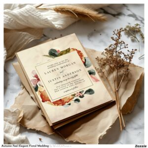 Autumn Feel Elegant Floral Wedding Invitation