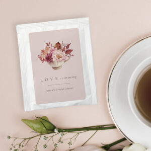 Autumn Floral Teacup Love Is Brewing Bridal Shower Tea Bag Drink Mix