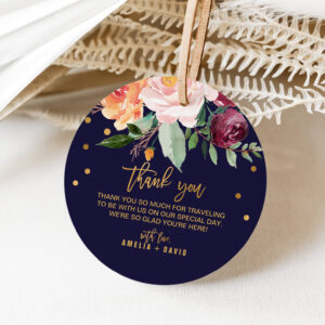 Autumn Floral Thank You Welcome Bag Wedding Favor Tags