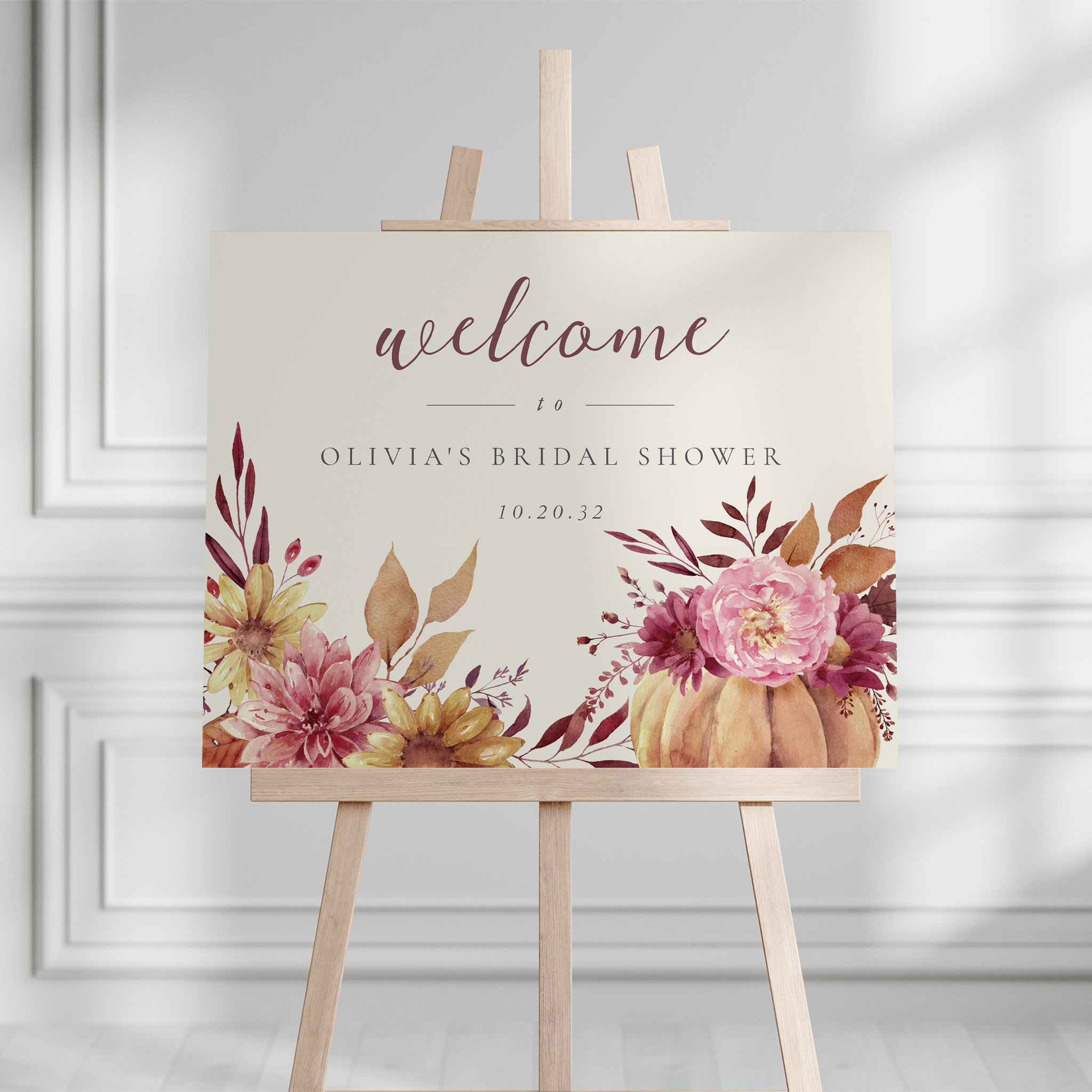 Autumn Wildflowers & Pumpkin Event Welcome Sign