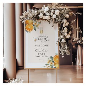 Baby Brunch Orange Cutie Baby Shower Welcome Sign
