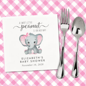 Baby Girl Shower Cute Elephant Napkins