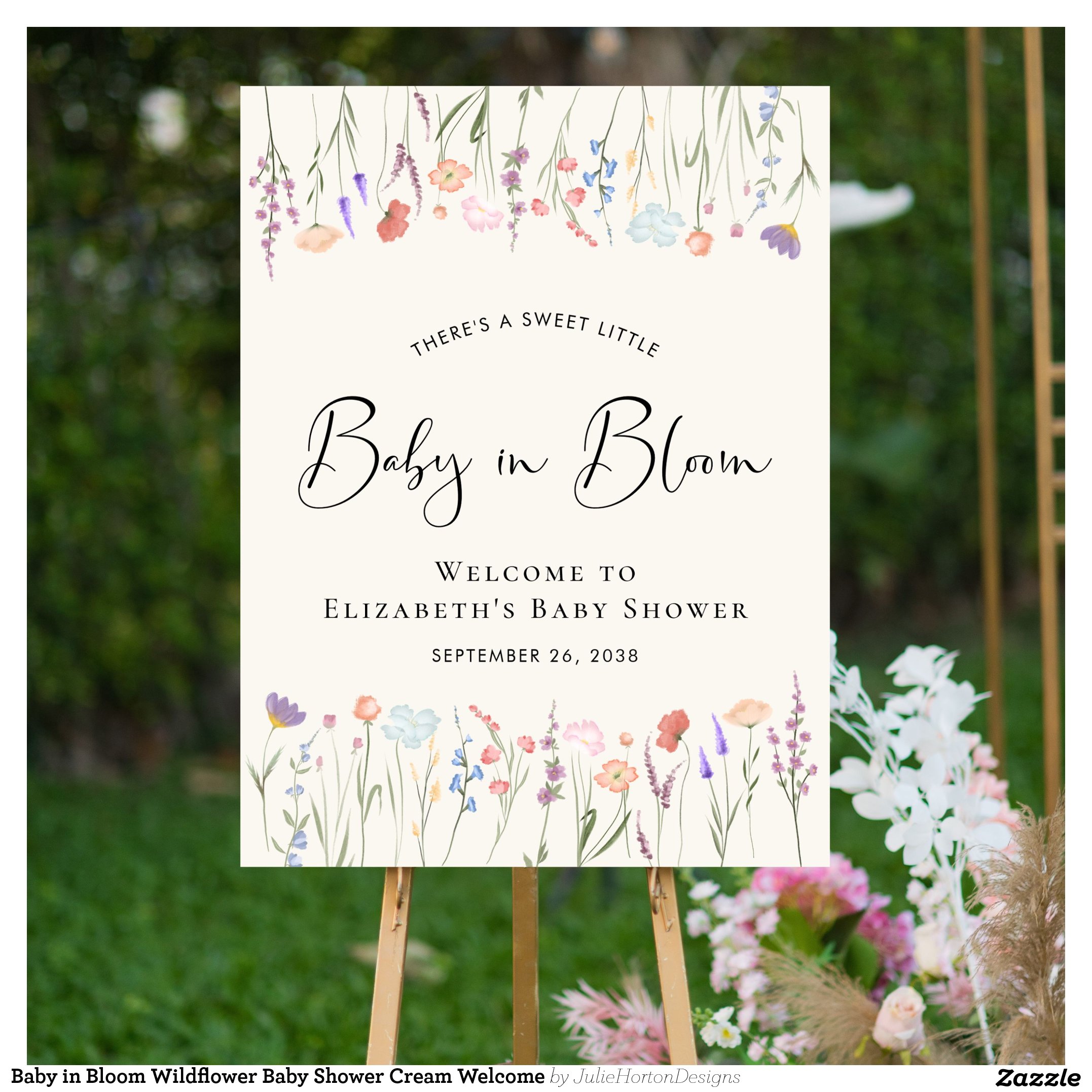 Baby in Bloom Wildflower Baby Shower Cream Welcome Foam Board