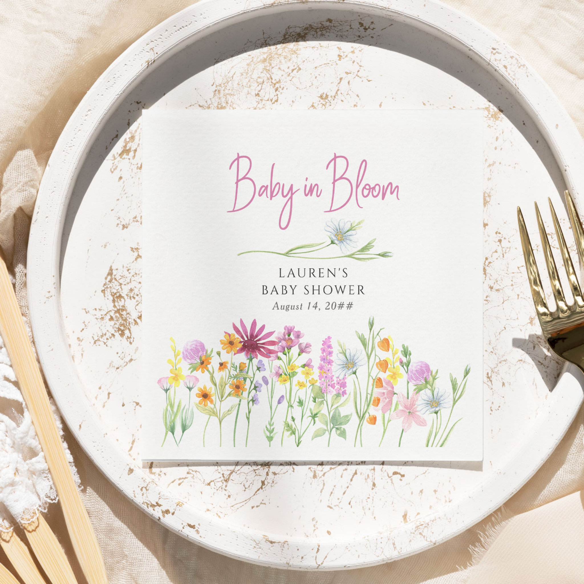 Baby in Bloom Wildflower Meadow Baby Shower Napkins
