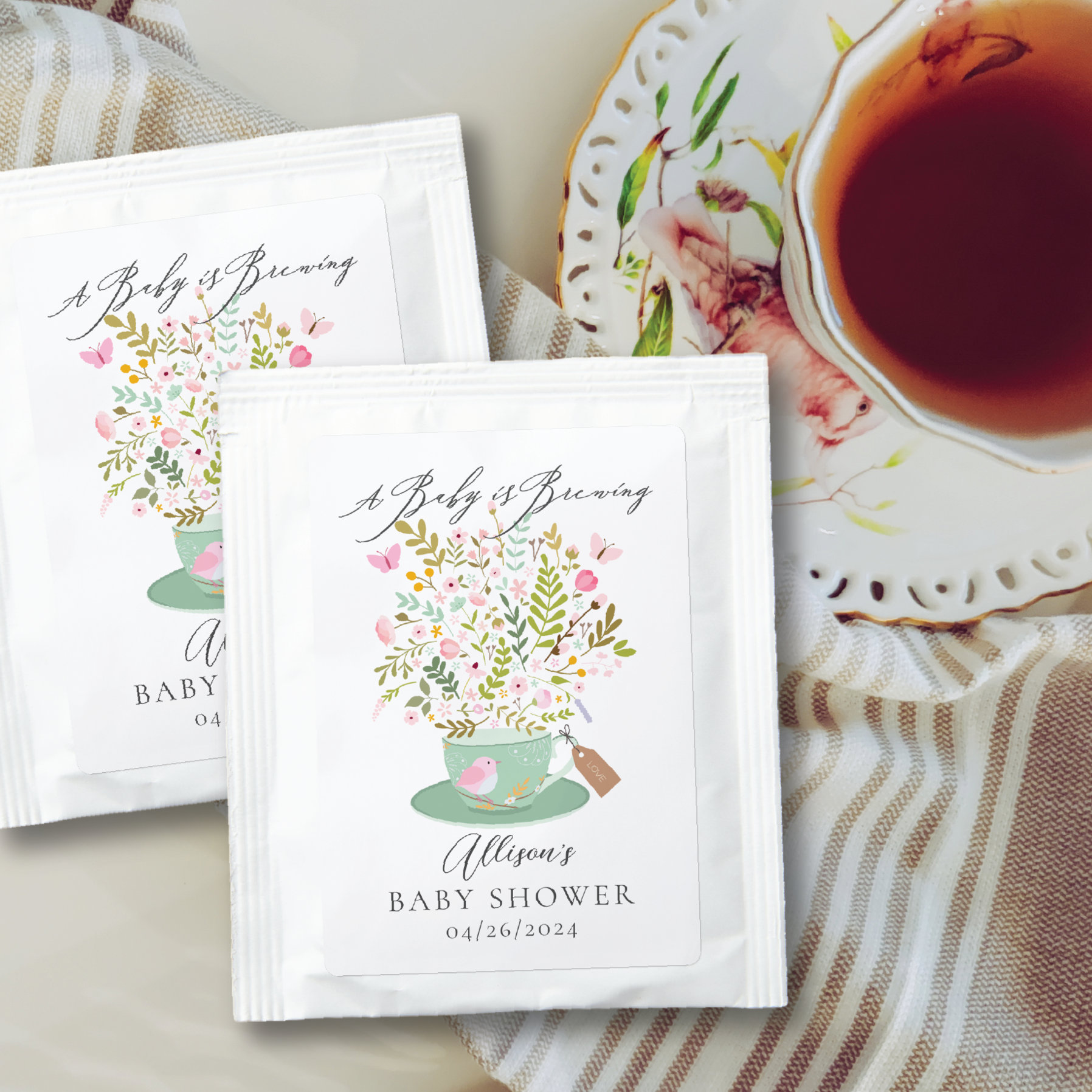 Baby Is Brewing Baby Shower Tea Bag Drink Mix