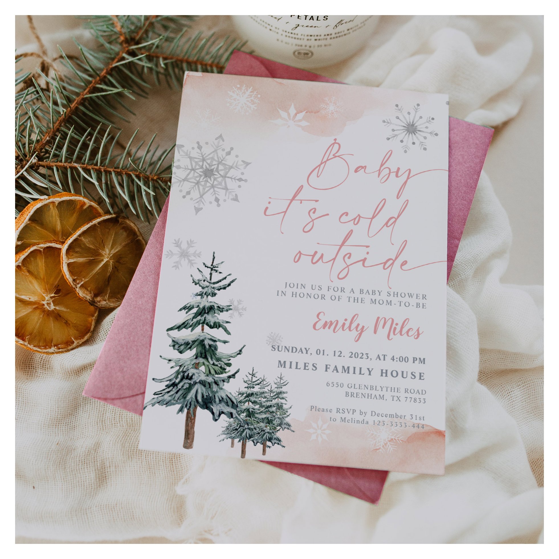 Baby it's cold outside, Baby shower winter Invitation