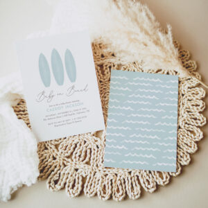 Baby on Board Watercolor Surfboard Baby Shower Invitation