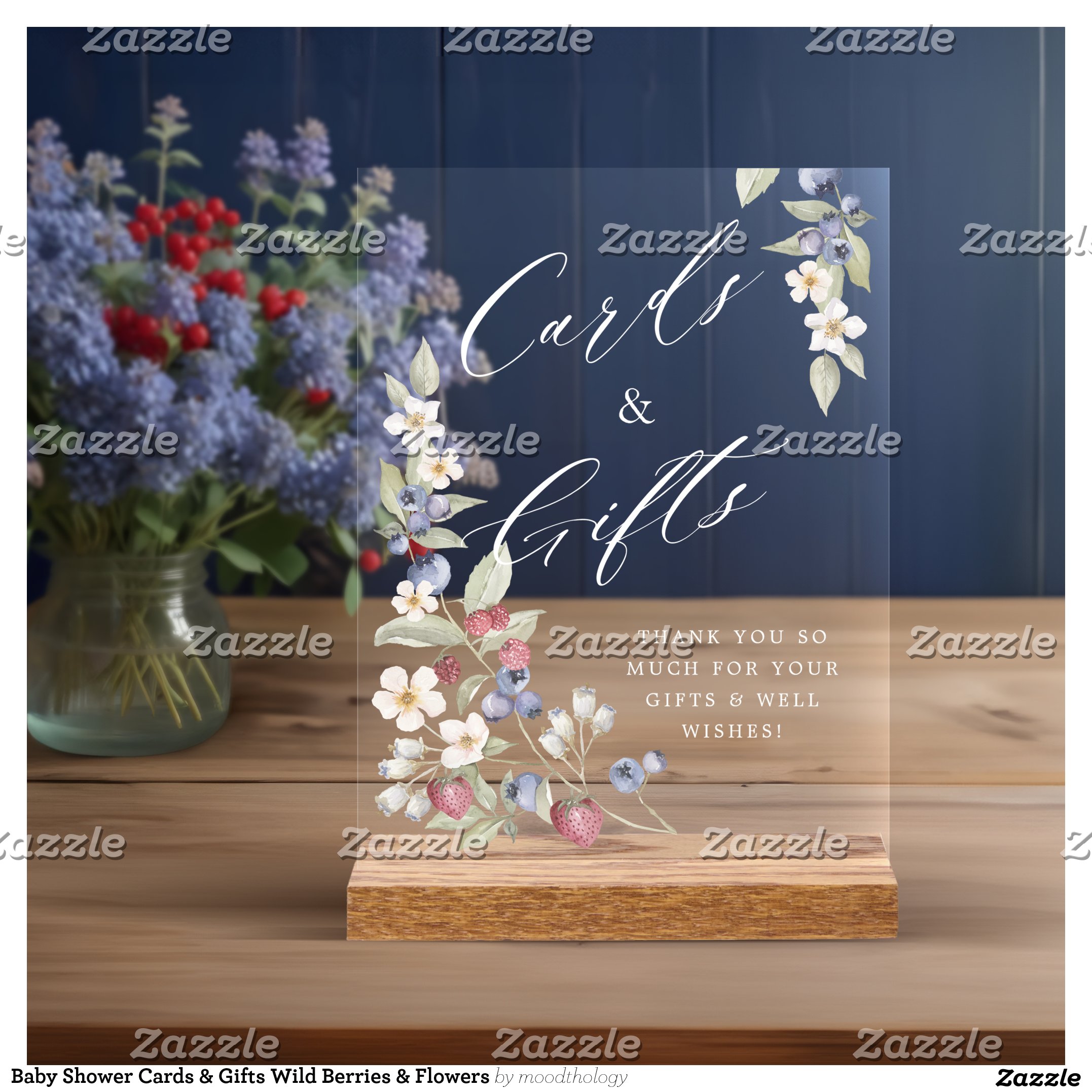 Baby Shower Cards & Gifts Wild Berries & Flowers Acrylic Sign