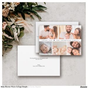 Baby Shower Photo Collage Simple Thank You Card