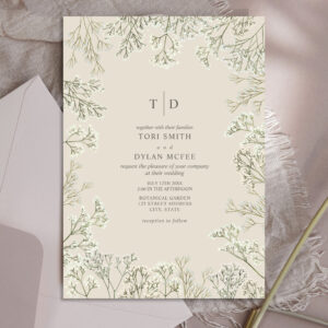 Baby's Breath Monogram Wedding Invitation