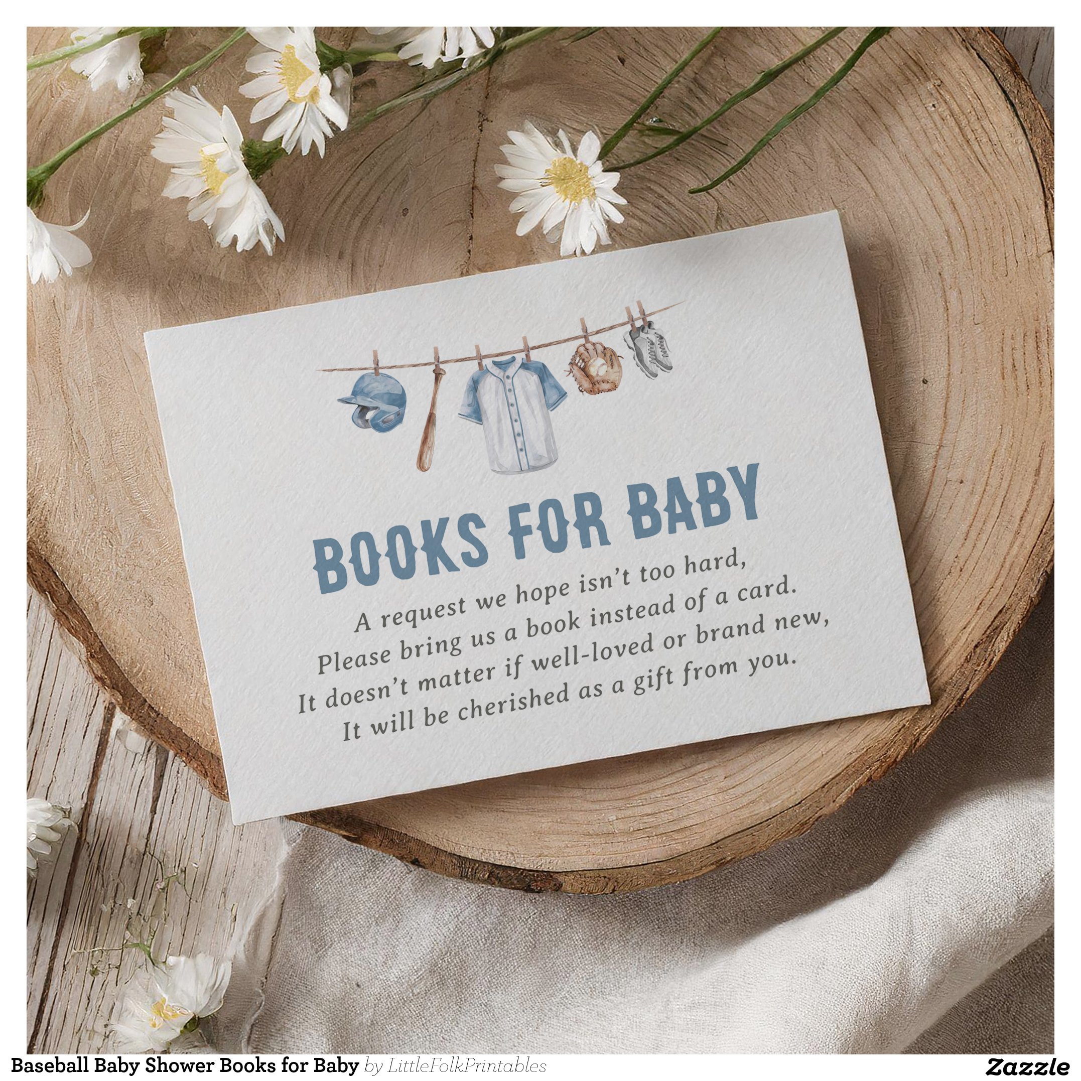 Baseball Baby Shower Books for Baby Enclosure Card