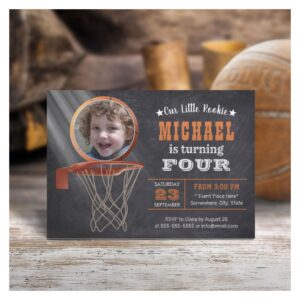 Basketball Sports Custom Photo Birthday Party Invitation