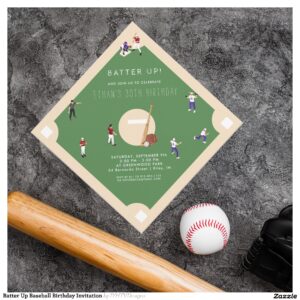 Batter Up Baseball Birthday Invitation