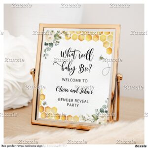 Bee gender reveal welcome sign