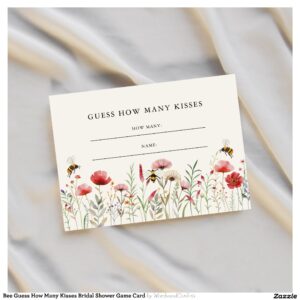 Bee Guess How Many Kisses Bridal Shower Game Card