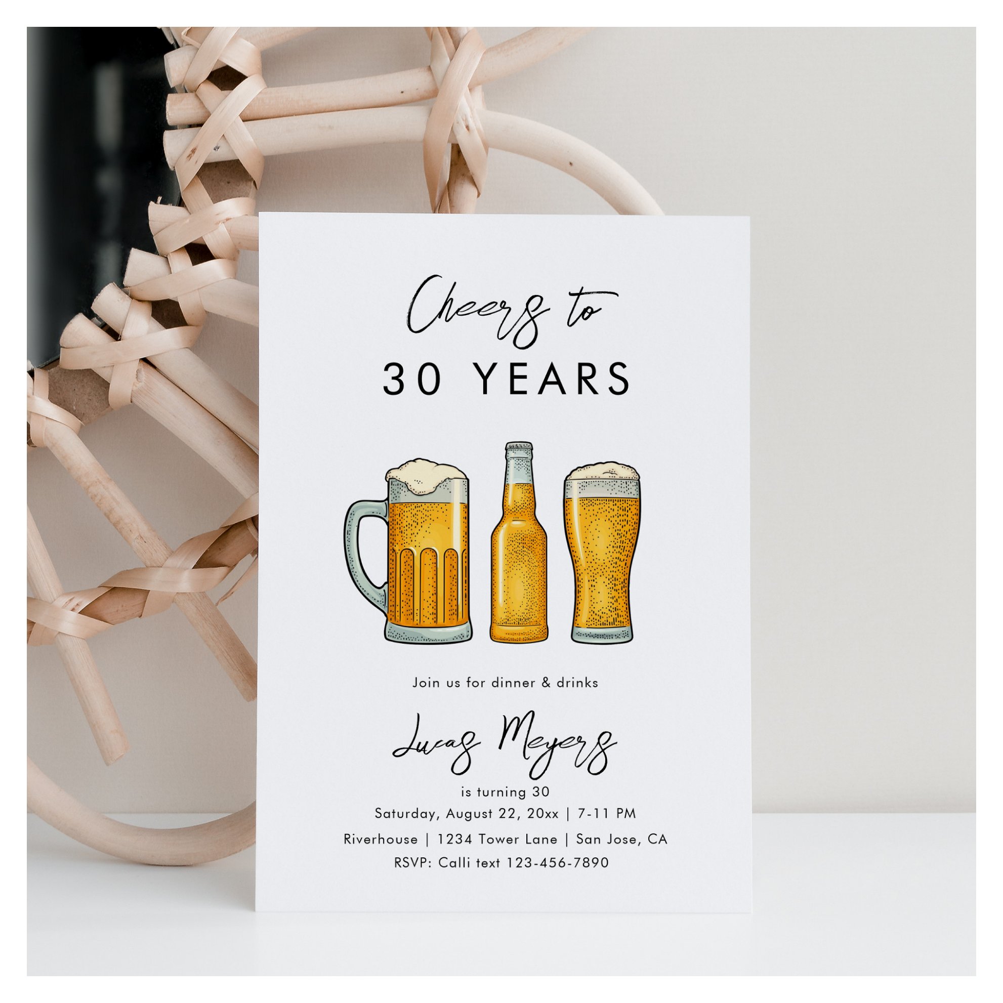 Beer Birthday Invitation Drinks Birthday Invite