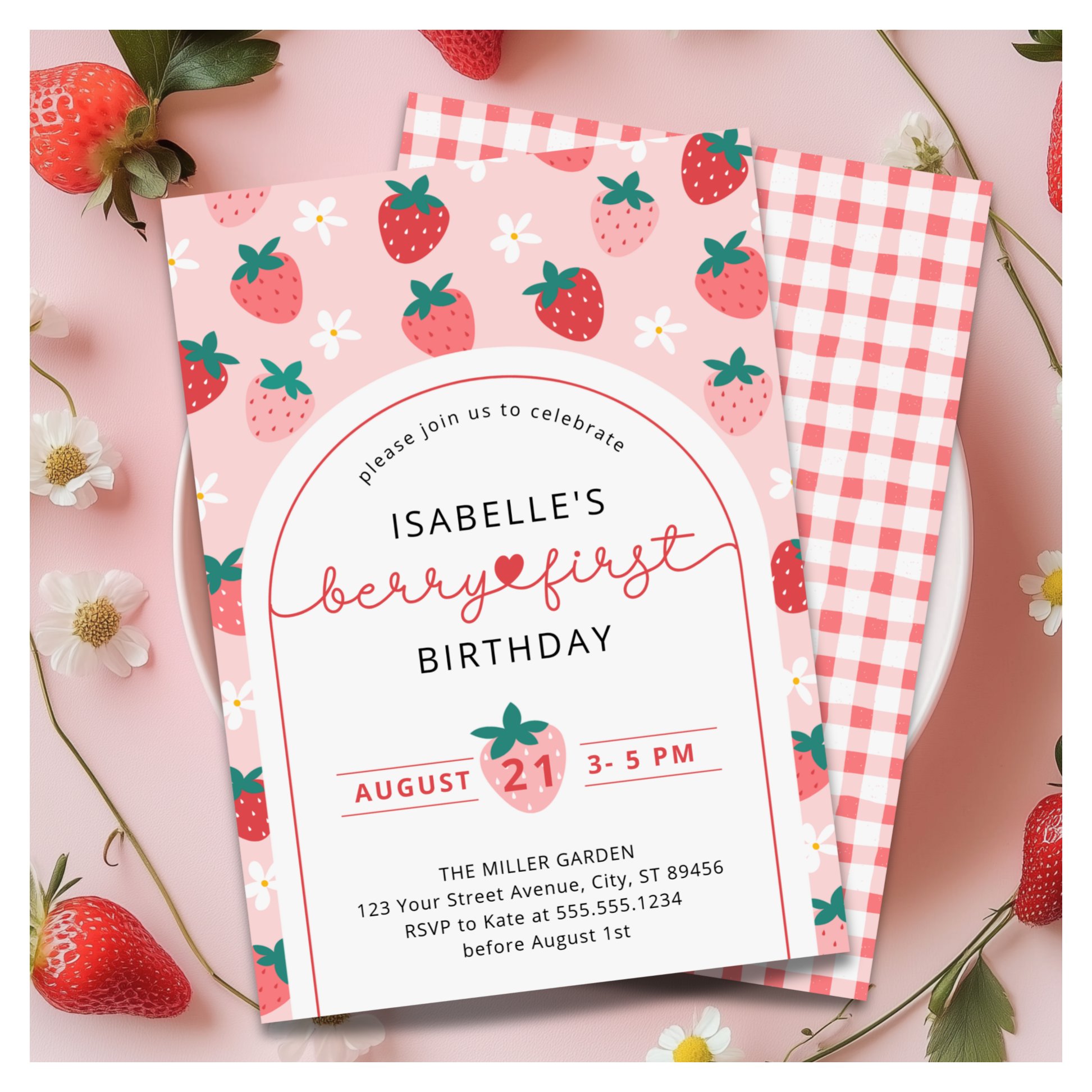 Berry First Birthday 1st Birthday Invitation