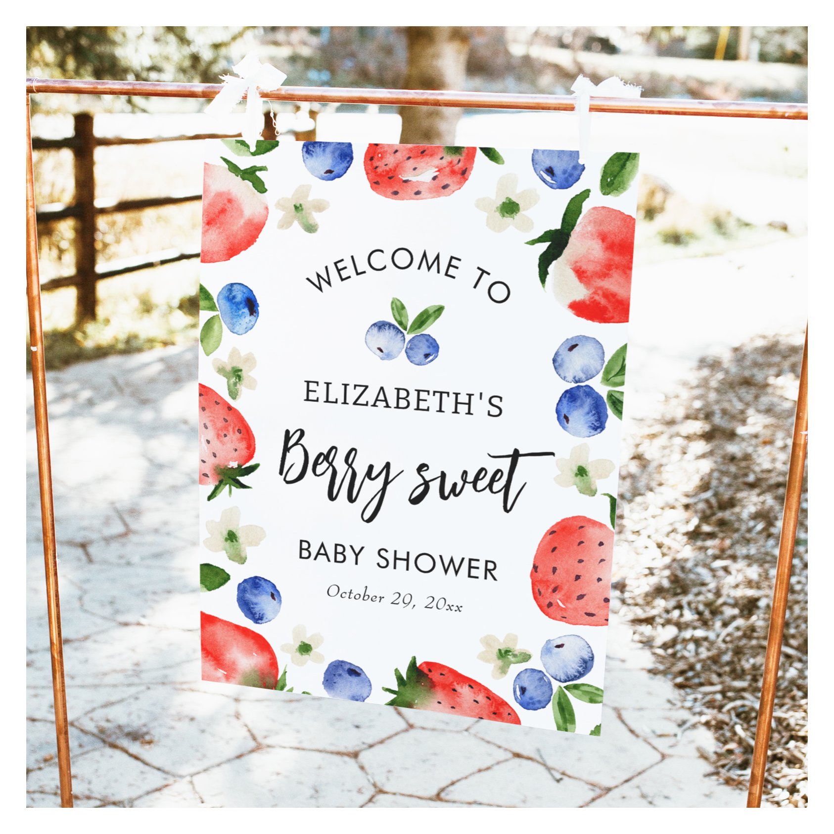 Berry Sweet Baby Shower Welcome Poster
