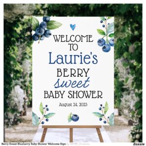 Berry Sweet Blueberry Baby Shower Welcome Sign