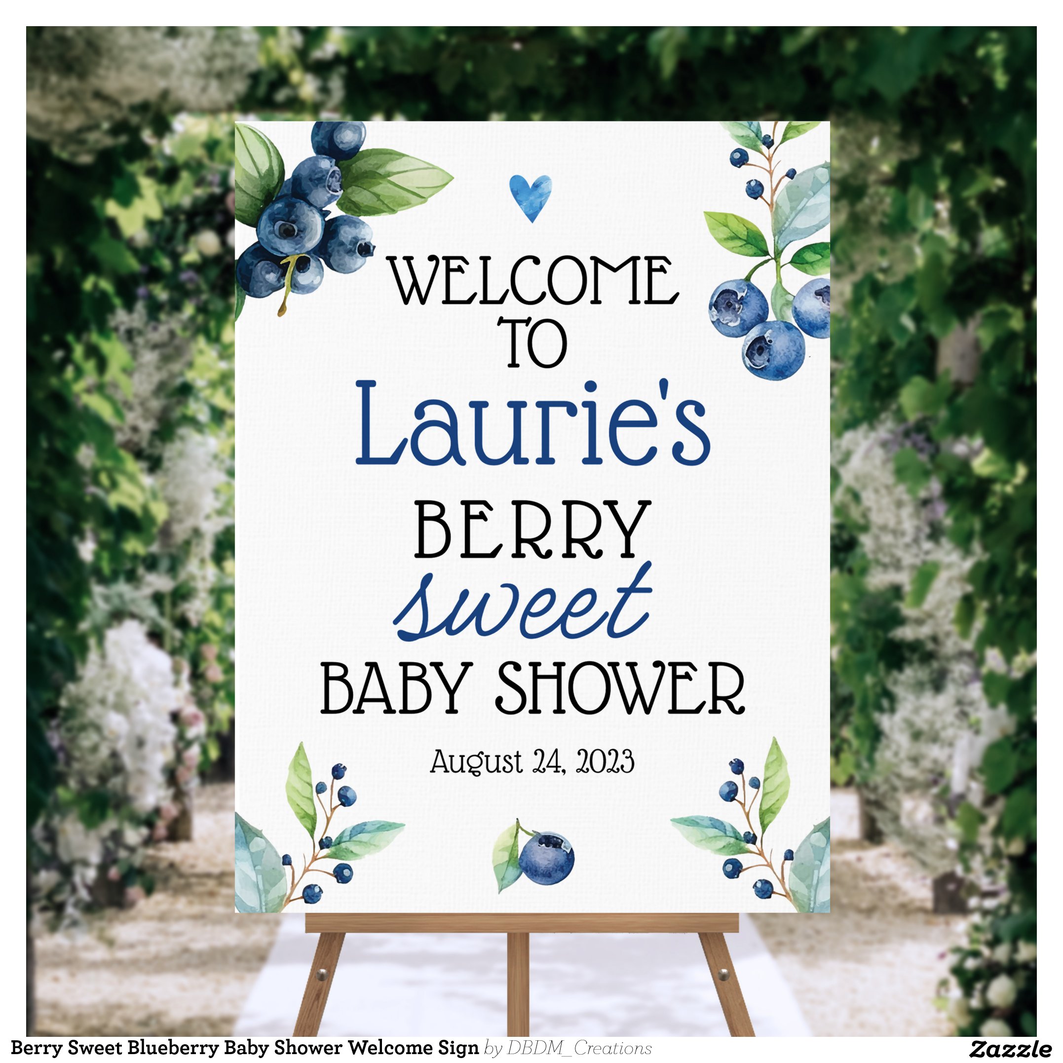 Berry Sweet Blueberry Baby Shower Welcome Sign