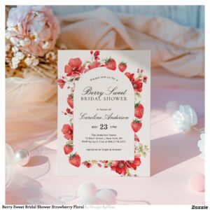 Berry Sweet Bridal Shower Strawberry Floral Invitation