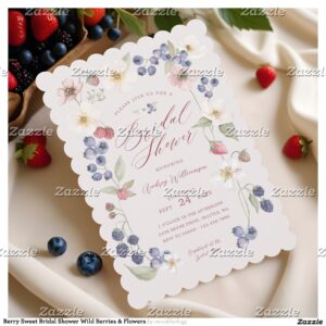 Berry Sweet Bridal Shower Wild Berries & Flowers Invitation