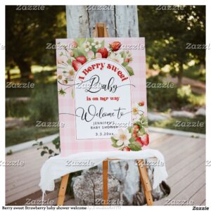Berry sweet Strawberry baby shower welcome Foam Board