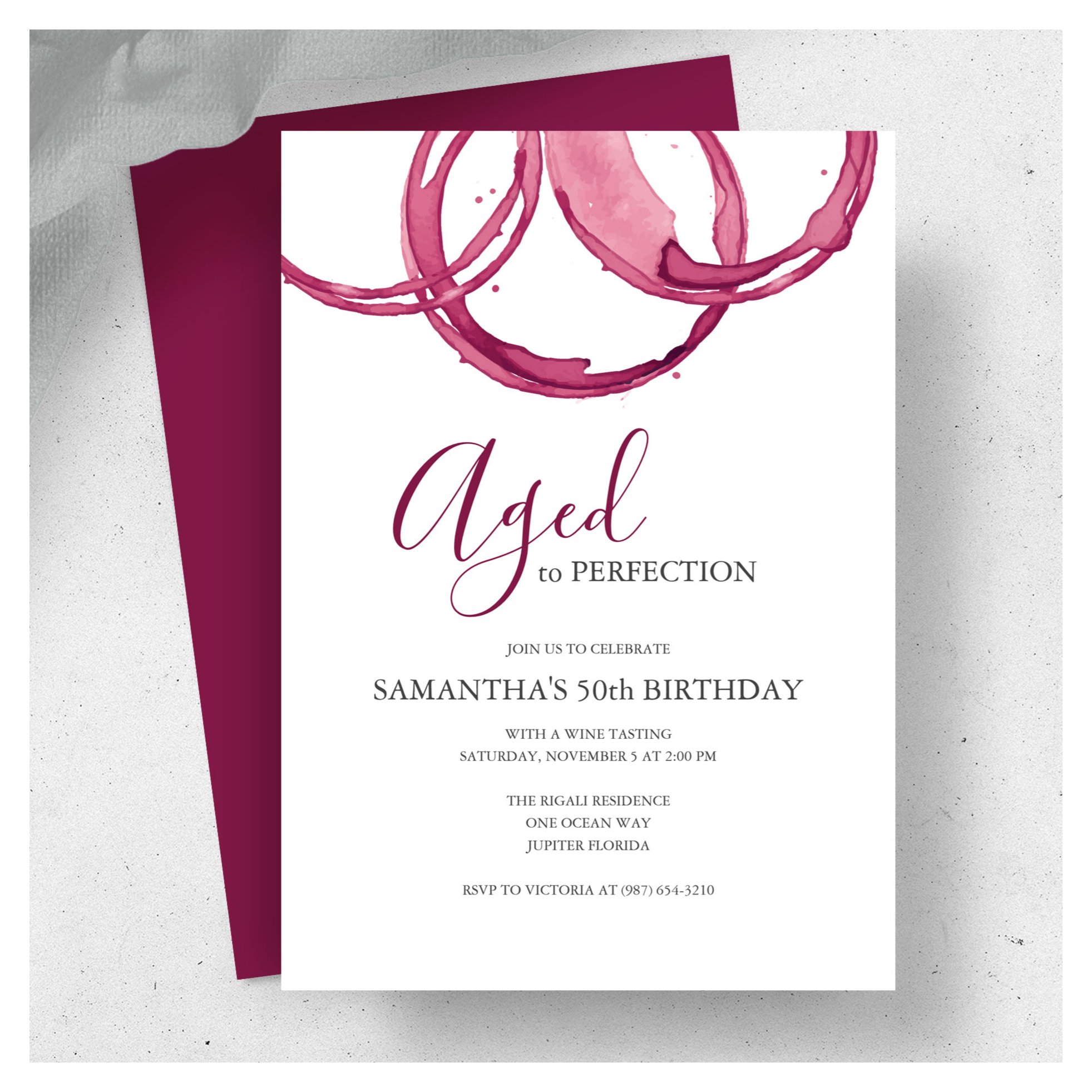 Birthday Invitations Adult Wine Party