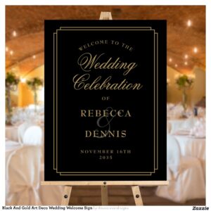 Black And Gold Art Deco Wedding Welcome Sign