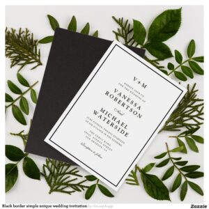 Black border simple unique wedding invitation