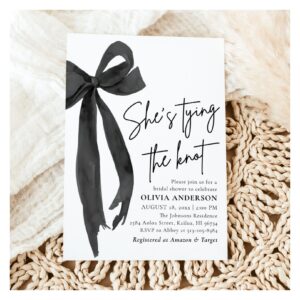 Black Bow She's Tying the Knot Bridal Shower Invitation