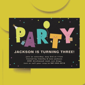 Black Cute Colorful Invitation Postcard