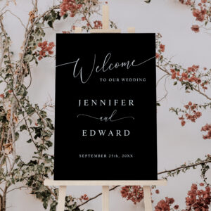 Black Minimal Wedding Welcome Sign