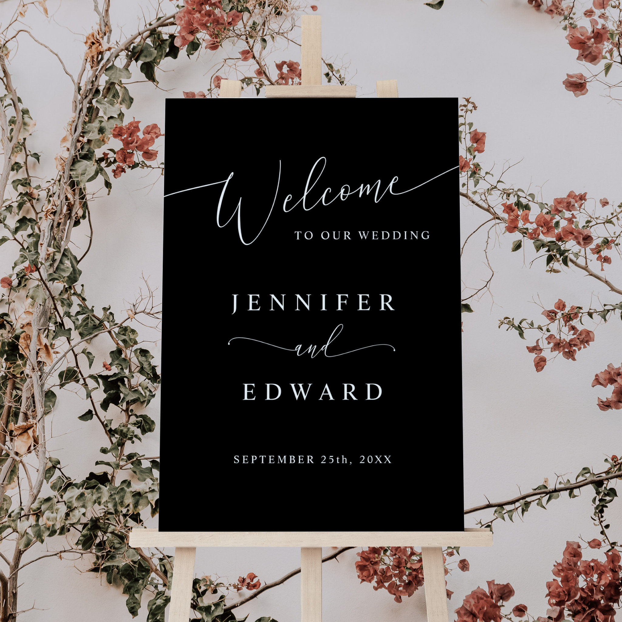 Black Minimal Wedding Welcome Sign