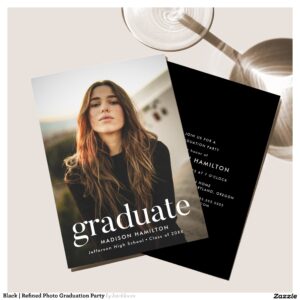 Black   Refined Photo Graduation Party Invitation