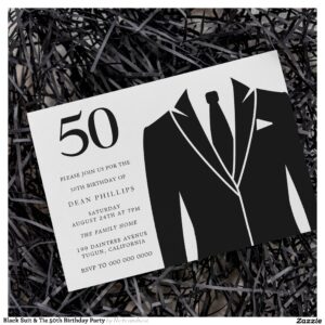 Black Suit & Tie 50th Birthday Party Invitation
