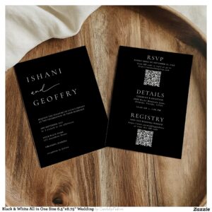 Black & White All in One Size 6.5"x8.75" Wedding Invitation
