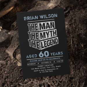 Blue Any Age The Man The Myth The Legend Birthday Invitation