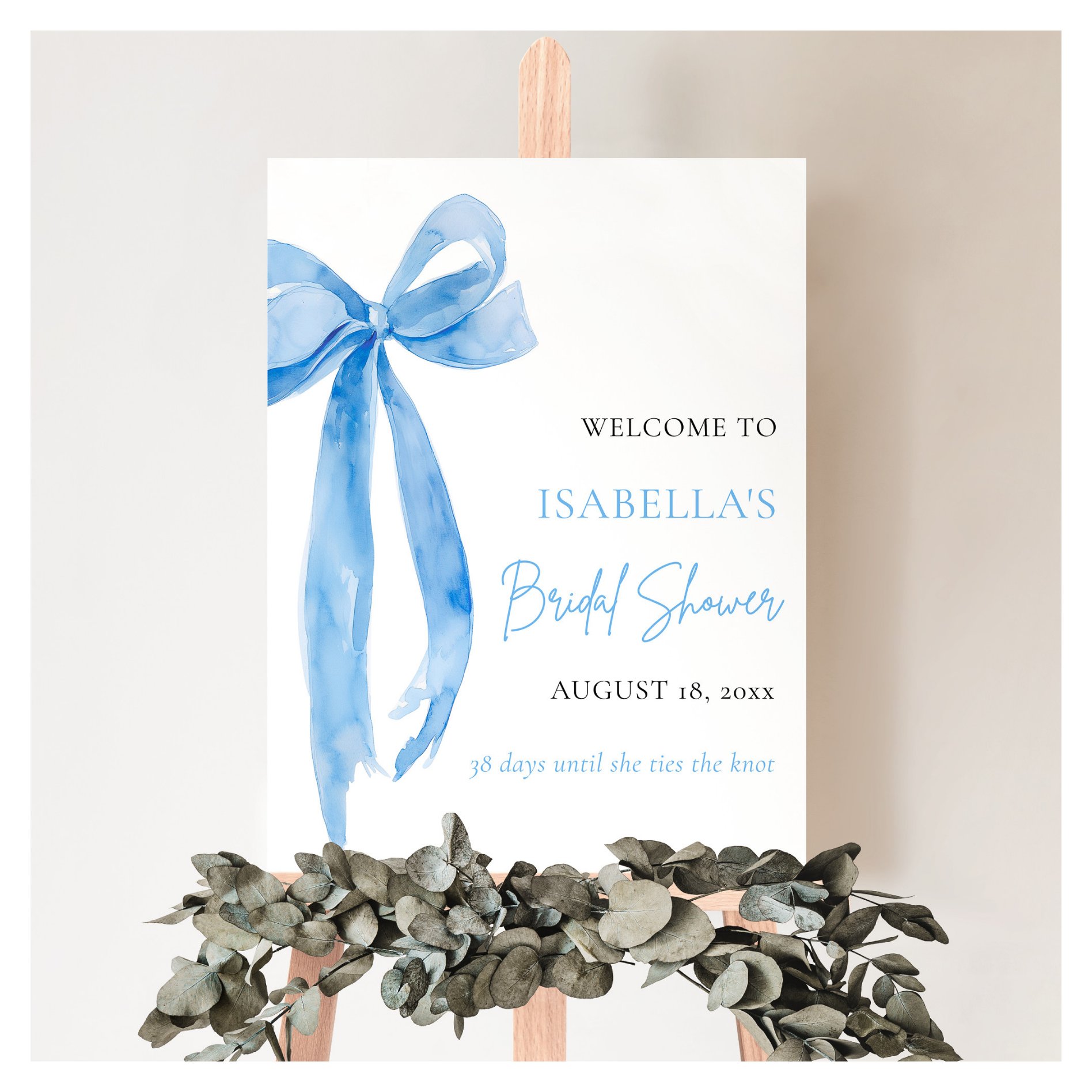 Blue Bow She's Tying the Knot Bridal Shower Foam Board