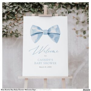Blue Bowtie Boy Baby Shower Welcome Sign