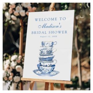 Blue Bridal Tea Party Wedding Shower Welcome Sign