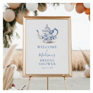 Blue Bridal Tea Party Wedding Shower Welcome Sign
