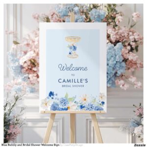 Blue Bubbly and Bridal Shower Welcome Sign