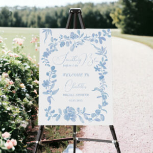 Blue french vintage floral welcome bridal shower foam board