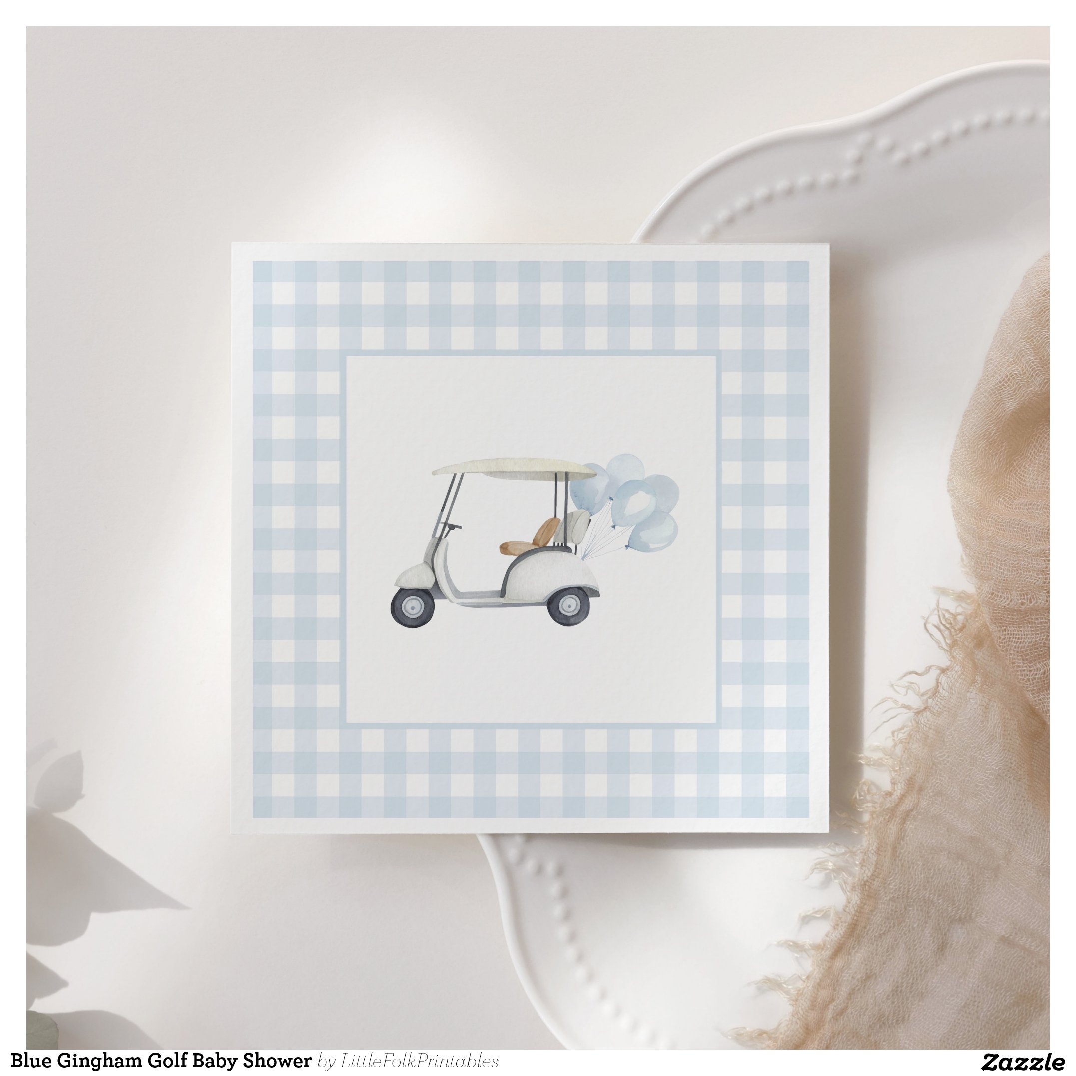 Blue Gingham Golf Baby Shower Napkins