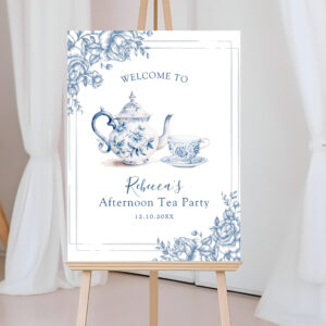 Blue Victorian Garden Bridal Tea Welcome Sign