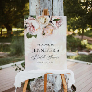 Blush Pink Floral Bridal Shower Welcome Sign