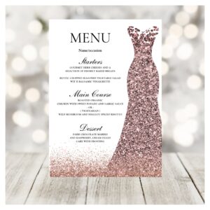 Blush Pink Rose Dress Birthday Party Bridal Shower Menu