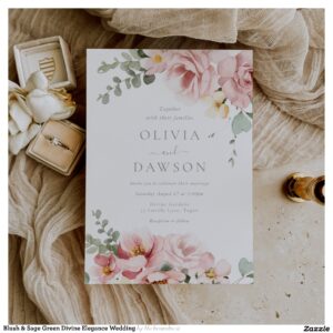Blush & Sage Green Divine Elegance Wedding Invitation